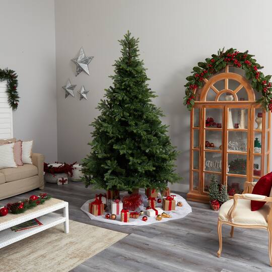 9ft. Pre-Lit North Carolina Spruce Artificial Christmas Tree, Clear LED Lights